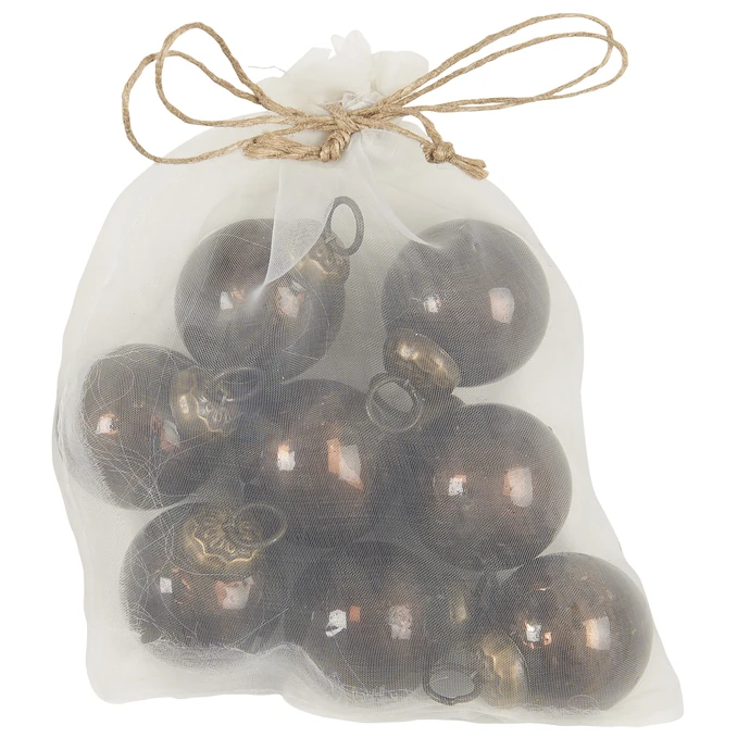 Ib Laursen / Vánoční baňka Pebbled Rustic Brown - set 8 ks