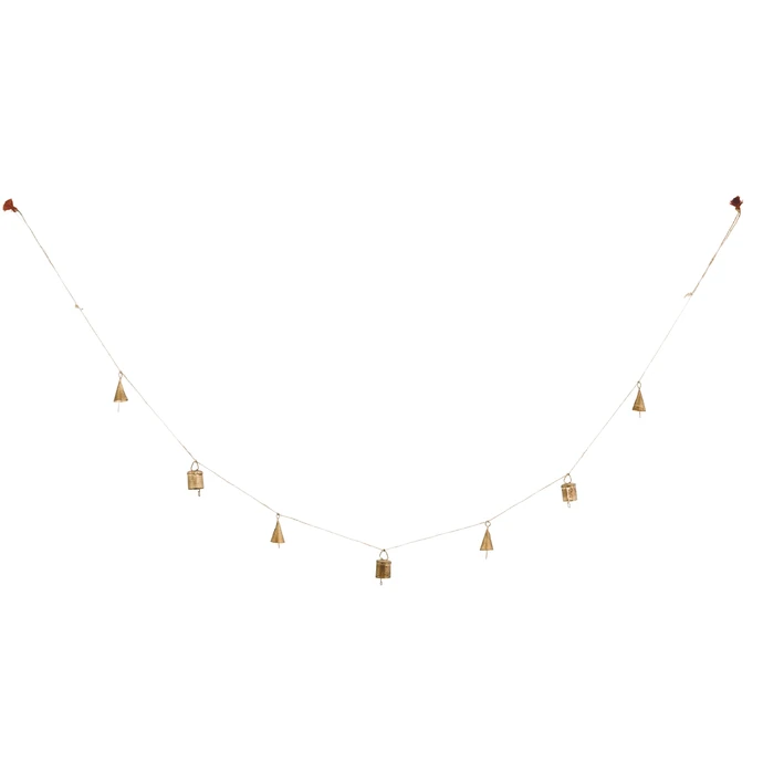 MADAM STOLTZ / Girlanda so zvončekmi Antique Gold 150 cm