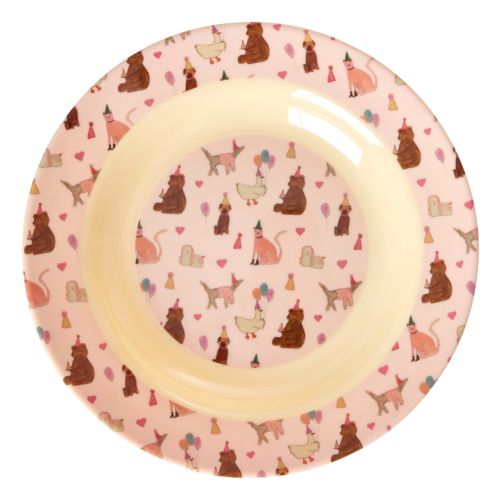 rice / Melamínový hlboký tanier Party Animal Pink 20cm