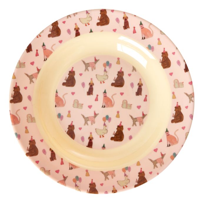 rice / Melamínový hlboký tanier Party Animal Pink 20cm