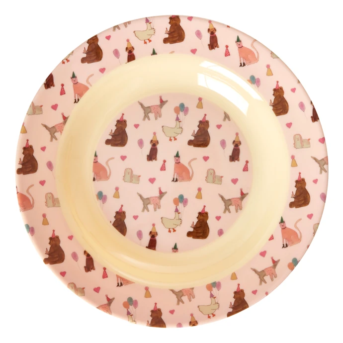 rice / Melamínový hlboký tanier Party Animal Pink 20 cm