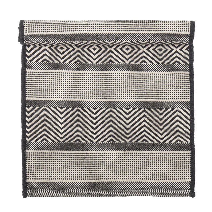 Bloomingville / Bavlnený koberec Black and White 80×180 cm