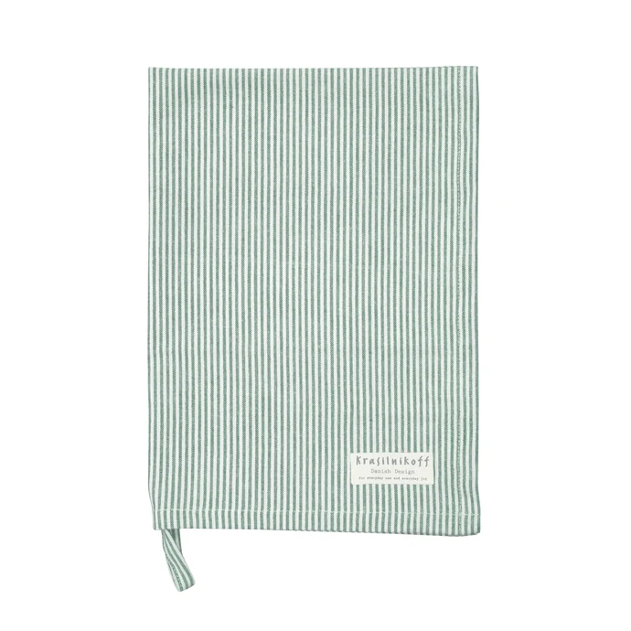 Krasilnikoff / Utierka Thin Stripes Green 50 x 70 cm