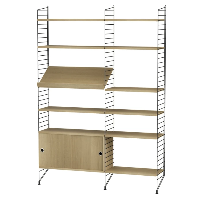 string / Policový systém Living room H Black / Oak