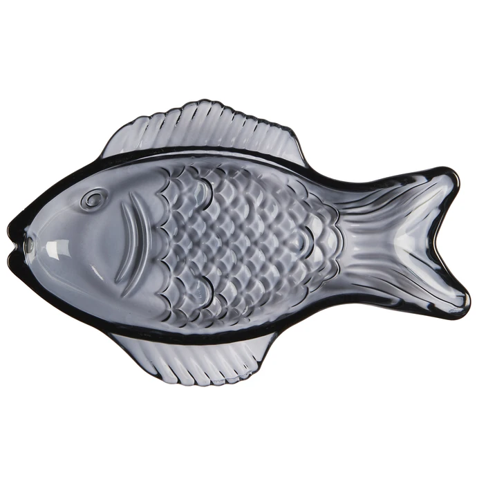 Ib Laursen / Sklenený tanierik v tvare ryby Dark Blue Small