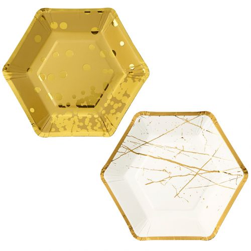 Talking Tables / Papírové talířky Hexagonal Metallic 18,5 cm - set 8 ks