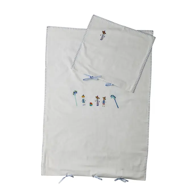 rice / Detské vyšívané obliečky 70x100 cm modré