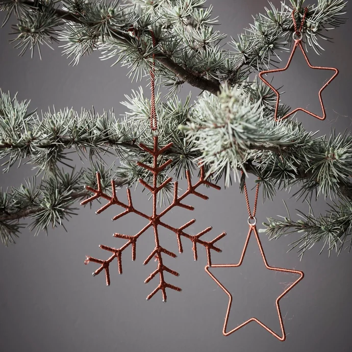 House Doctor / Závesné vianočné ozdoby Snowflakes Stars Brown - set 3 ks
