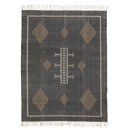 MADAM STOLTZ / Bavlněný koberec Black/Indian Tan 120×180cm