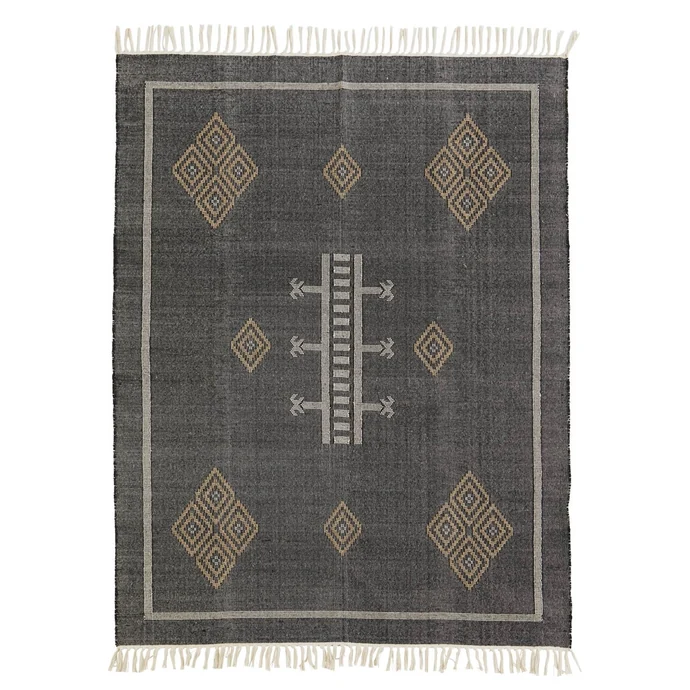 MADAM STOLTZ / Bavlnený koberec Black/Indian Tan 120×180cm