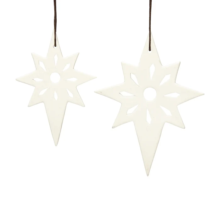 Hübsch / Vianočná dekorácia Ceramic Star - set 2 ks