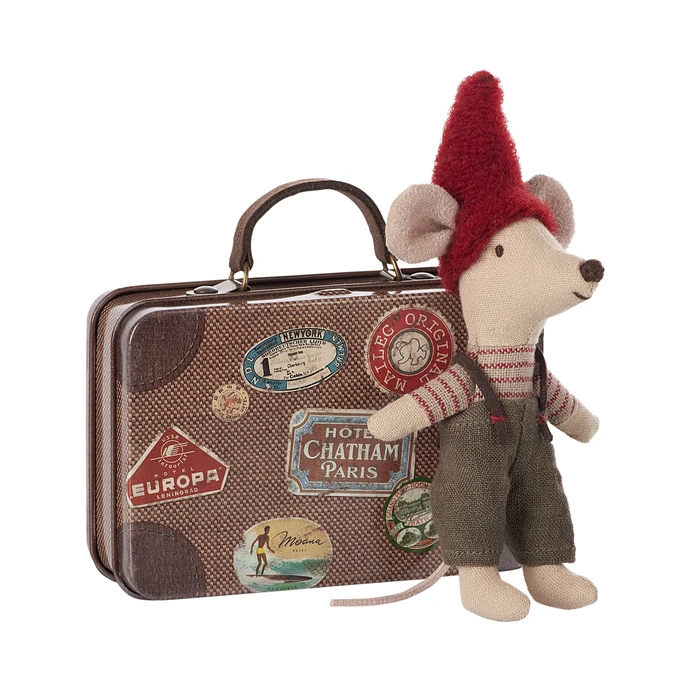 Maileg / Vianočný Myšiak v plechovom kufríku