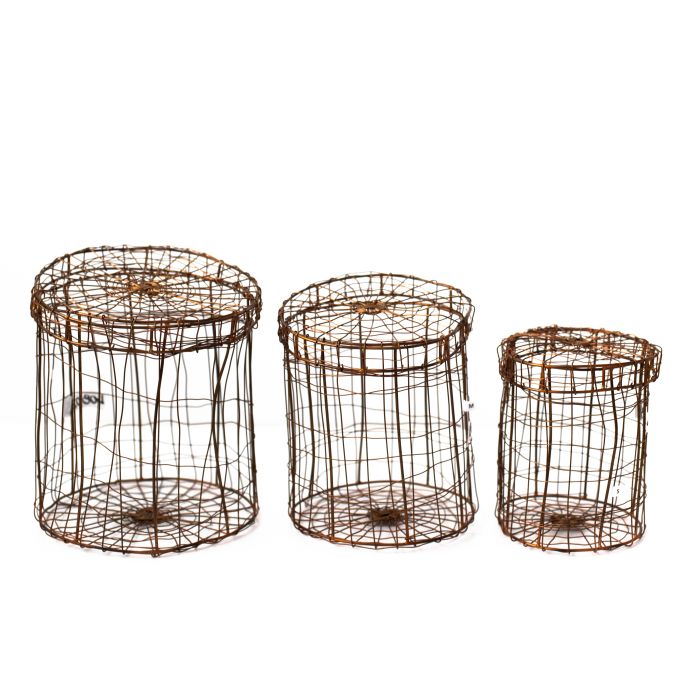 Hübsch / Drôtený košík Round Copper