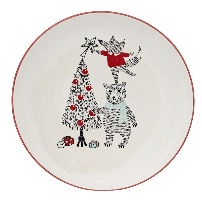 Bloomingville / Dětský vánoční talíř Bear & Fox 25 cm