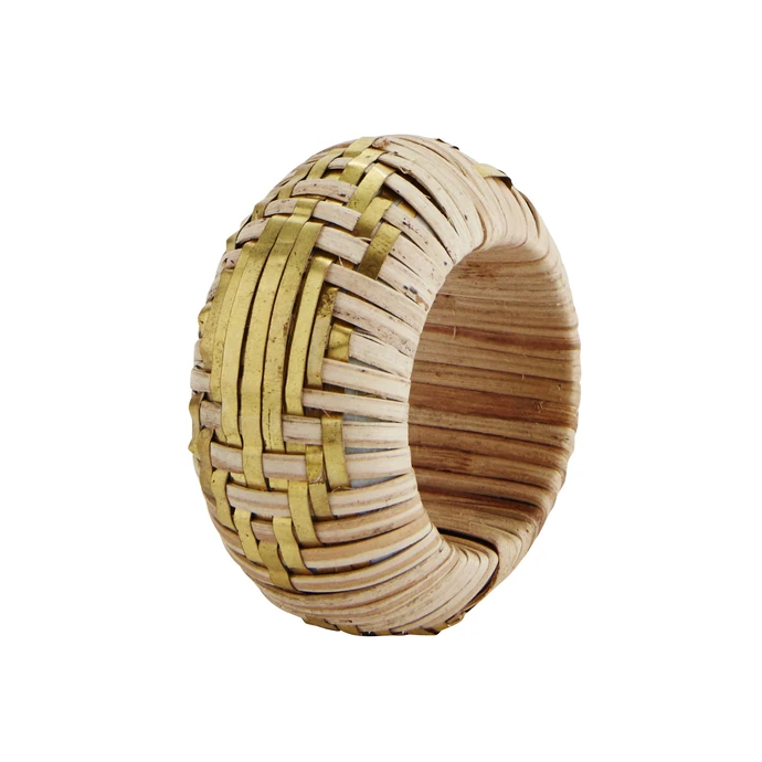 MADAM STOLTZ / Bambusový kroužek na ubrousky Natural/Brass