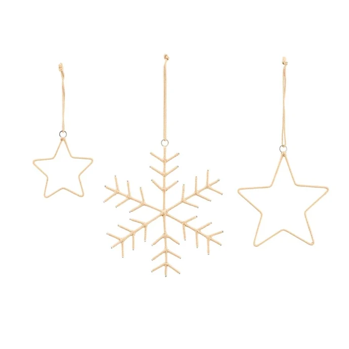 House Doctor / Závěsné vánoční ozdoby Snowflakes Stars Gold - set 3 ks