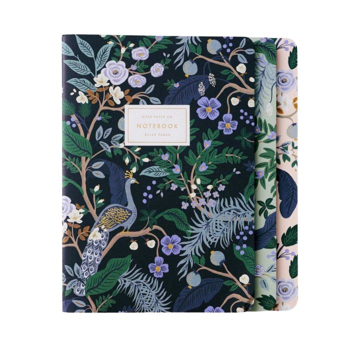 Rifle Paper Co. / Set linajkových notesov Peacock - 3 ks