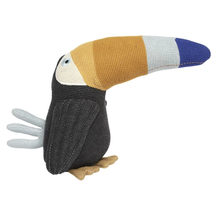 OYOY / Pletená hračka Toby Toucan Anthracite/Blue