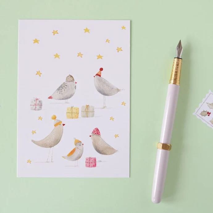MANKAI Paper / Vianočná pohľadnica Vtáčiky