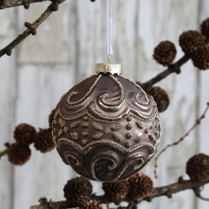 Chic Antique / Vianočná ozdoba Antique Mocca Pearls