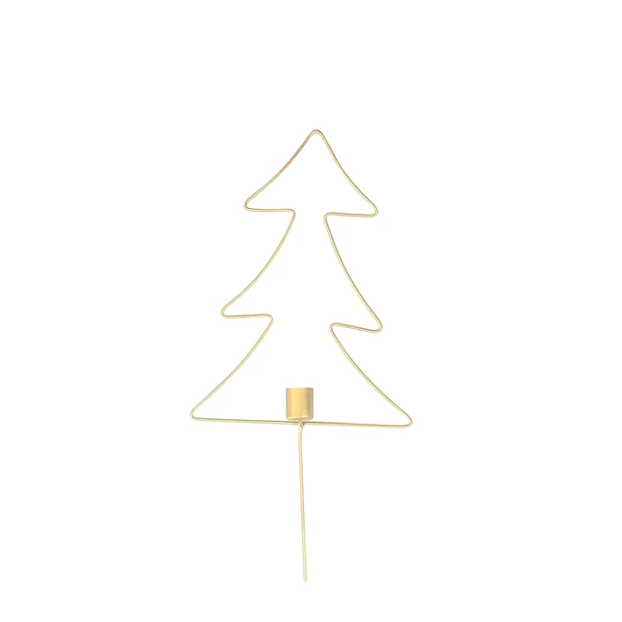 Krasilnikoff / Vianočný zapichovací svietnik Tree Brass