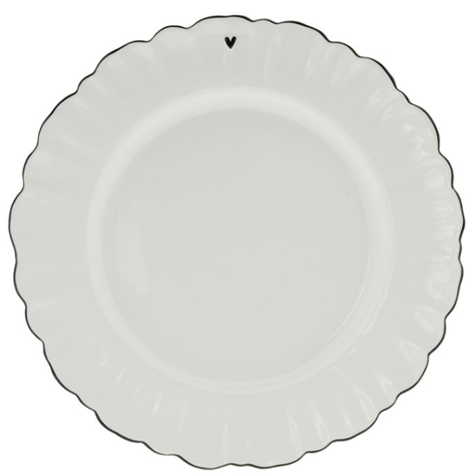 Bastion Collections / Keramický tanier Ruffle White/Edge Black 27 cm