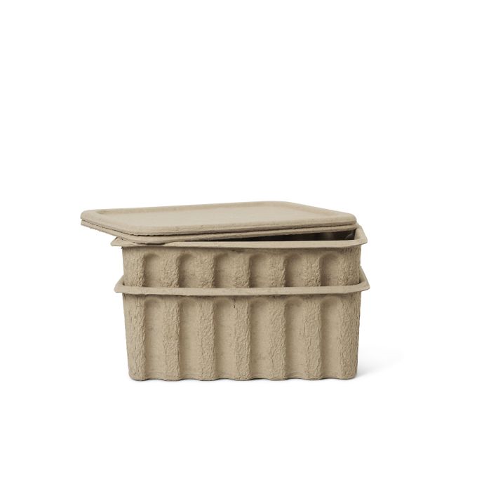 ferm LIVING / Úložný box s vekom Paper Pulp Large - set 2 ks