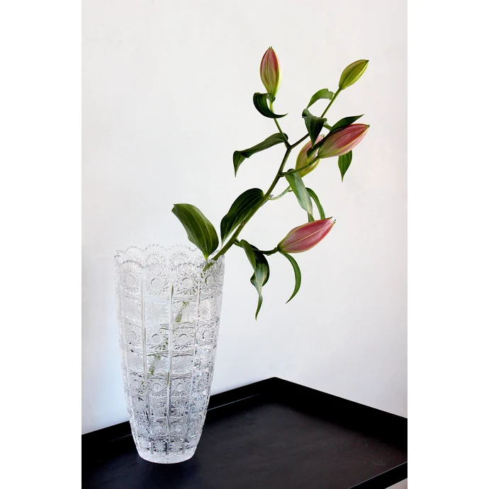 CRYSTAL BOHEMIA / Krištáľová brúsená váza Crystal BOHEMIA 30 cm