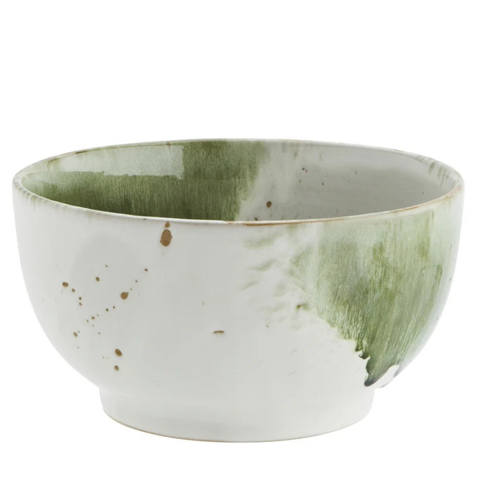 MADAM STOLTZ / Servírovací mísa White/Green/Natural Ø 23 cm