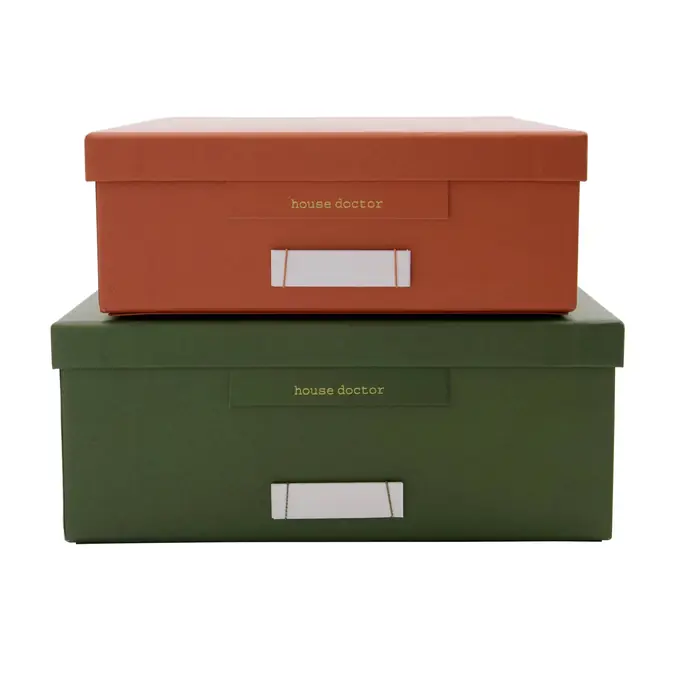 House Doctor / Úložný papierový box Green/Orange