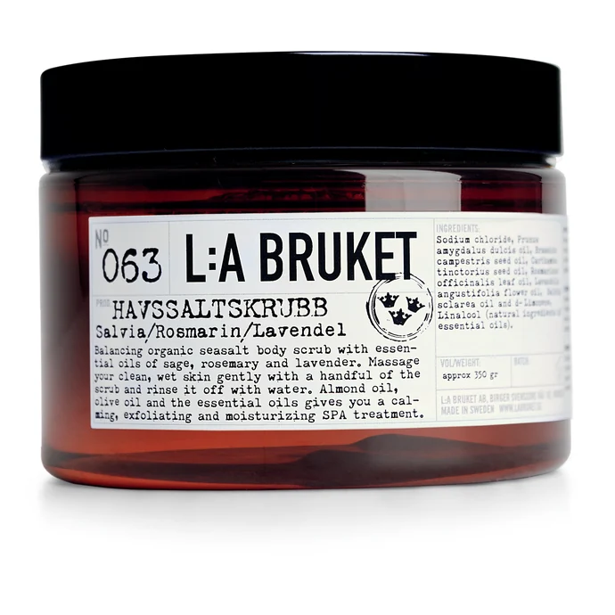 L:A BRUKET / Tělový peeling s šalvějí, rozmarýnem a levandulí 350 gr