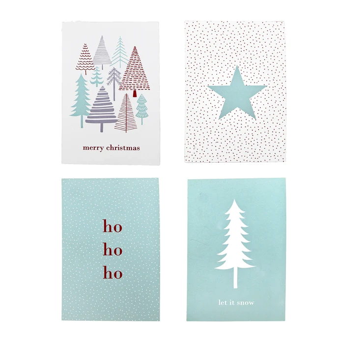 Bloomingville / Vánoční pohlednice White/Mint - set 4 ks