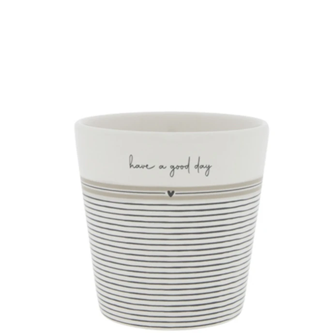 Bastion Collections / Porcelánový latte cup Stripes/Have a good Day 300ml