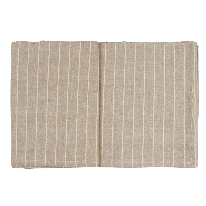 Ib Laursen / Bavlněný ubrus Malva/Beige Stripes 150×250 cm