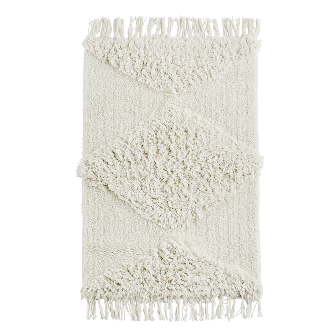 MADAM STOLTZ / Bavlnená kúpeľňová predložka Tufted White 60×90 cm