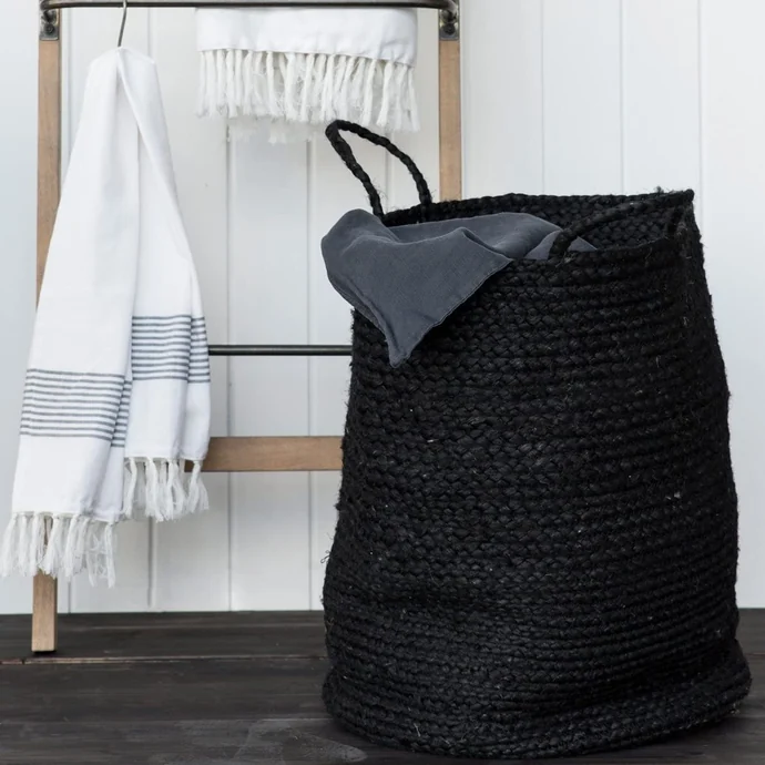 Ib Laursen / Jutový koš Black Ø90cm