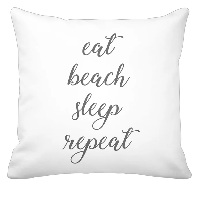 Krasilnikoff / Bavlnená obliečka na vankúš Eat, Beach, Sleep, Repeat