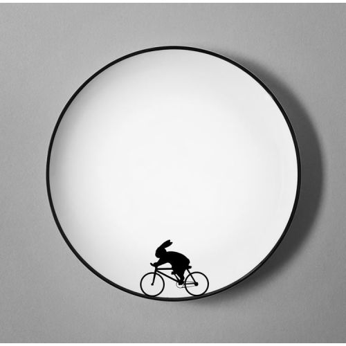 HAM / Porcelánový dezertní talíř Racing Bike Rabbit 20,5 cm