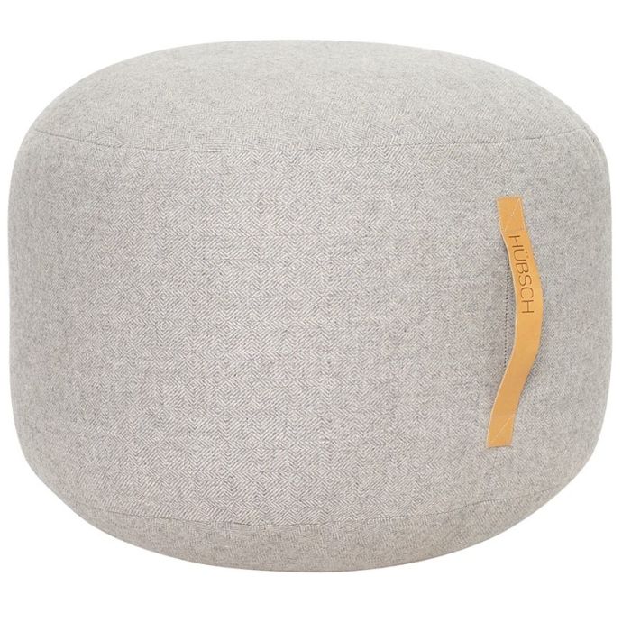 Hübsch / Vlněný puf s koženým uchem Herringbone