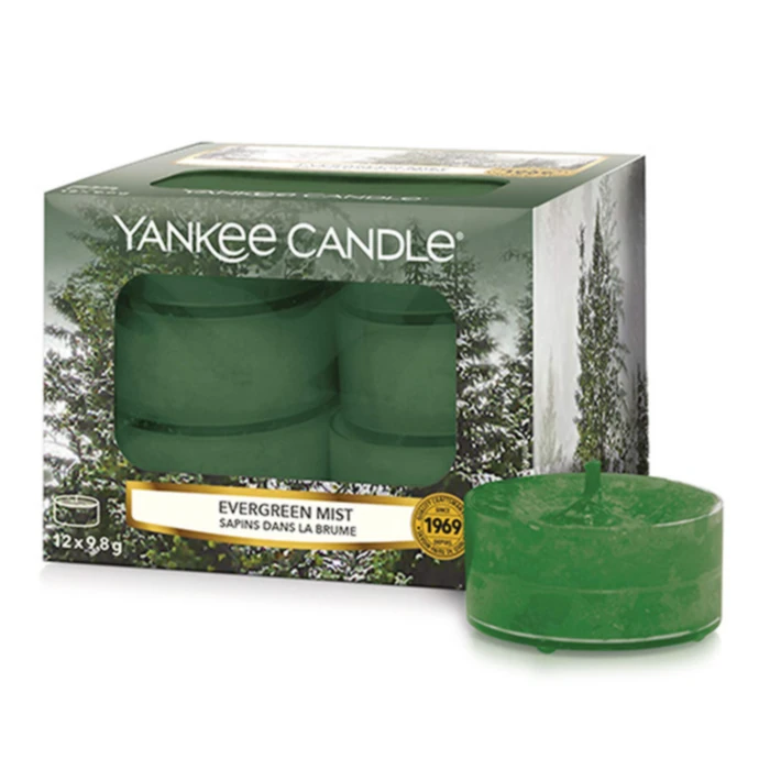 Yankee Candle / Čajové sviečky Yankee Candle 12 ks - Evergreen Mist