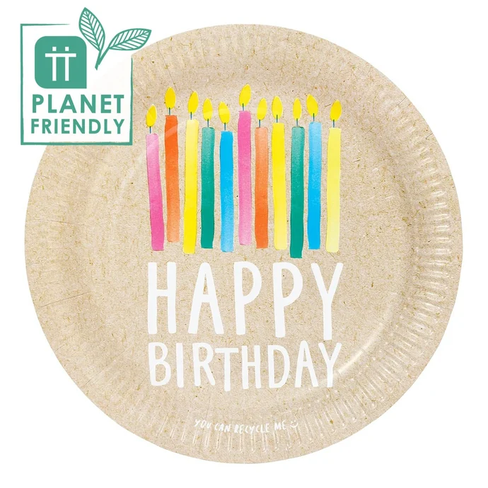 Talking Tables / Papírové talíře Happy Birthday Recyclable 23 cm – 12 ks