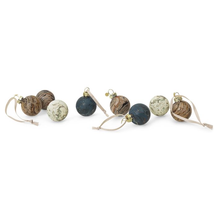 ferm LIVING / Skleněná vánoční ozdoba Marble - set 8 ks