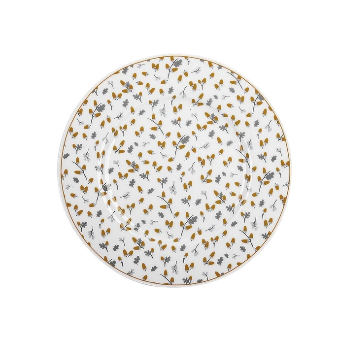 Krasilnikoff / Porcelánový dezertní talíř Golden Acorns 20,5 cm