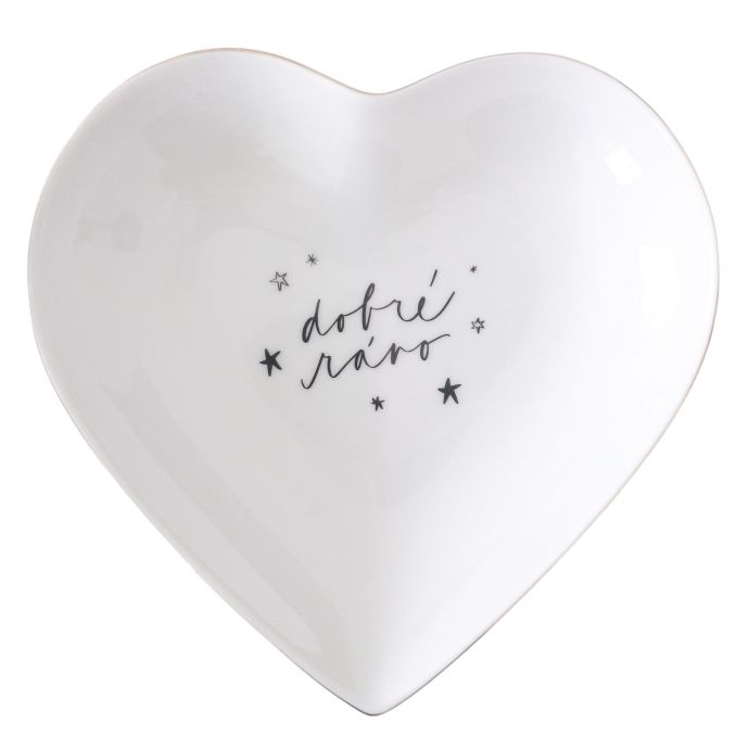 Bella Rose / Porcelánový talířek ve tvaru srdce Dobré ráno 16 cm