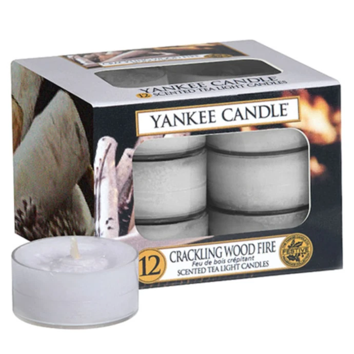 Yankee Candle / Čajové sviečky Yankee Candle 12 ks - Crackling Wood Fire