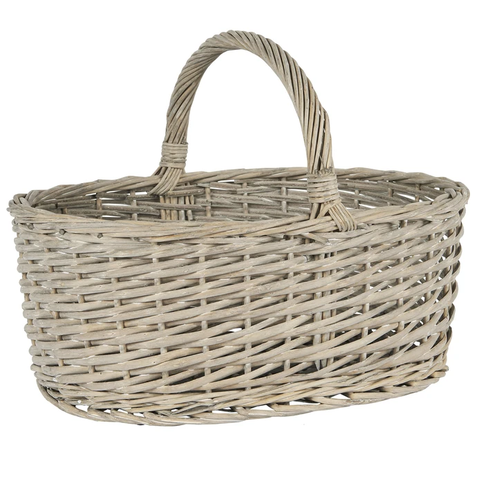 Ib Laursen / Proutěný košík Oval Handle Grey Willow