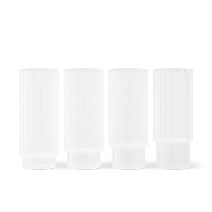 Ferm Living / Poháre Ripple Frosted Long Drink 300 ml – set 4 ks