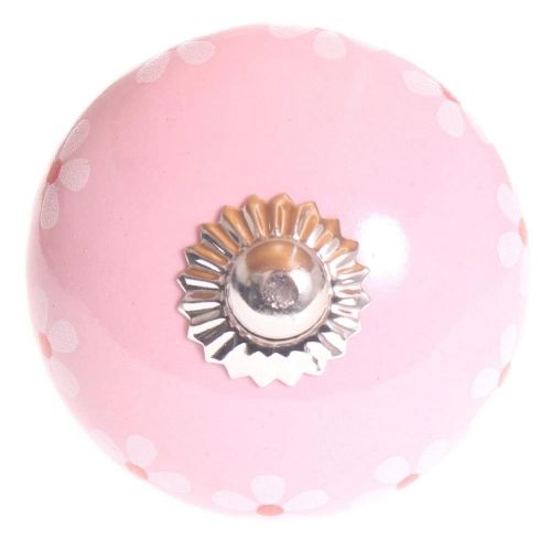 La finesse / Porcelánová úchytka Flower Pink Silver