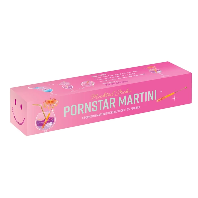 The Cabinet of CURIOSITEAS / Dřevěné míchátko s cukrovými krystaly Pornstar Martini – set 6 ks