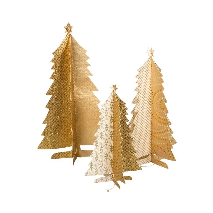 Maileg / Papírový vánoční stromeček Gold - set 3 ks